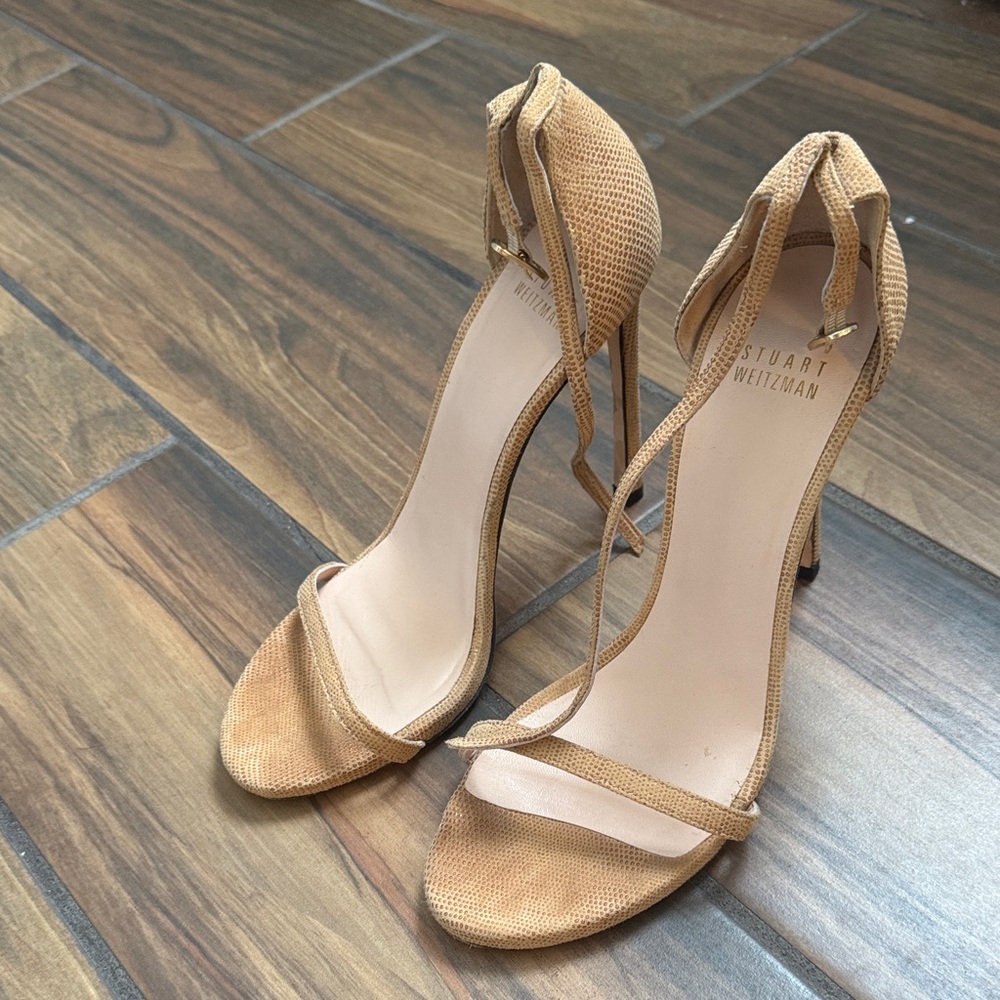 Stuart Weitzman Beige Strappy Heels